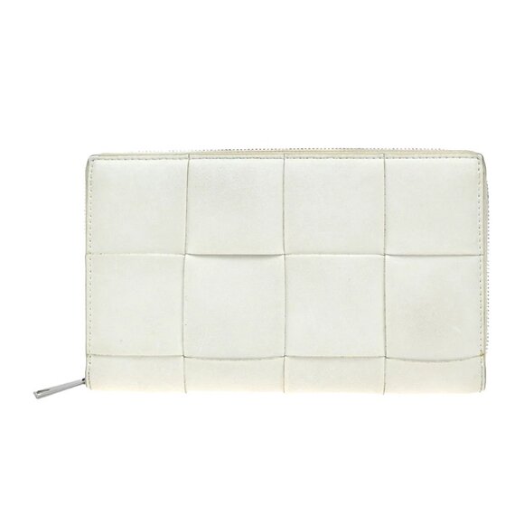 BOTTEGA VENETA Cassette Intrecciato Long Zipper Wallet Leather White 66KA968 - Picture 1 of 13
